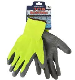 36 Wholesale Work Gloves With Honeycomb Grip Yellow Size Large