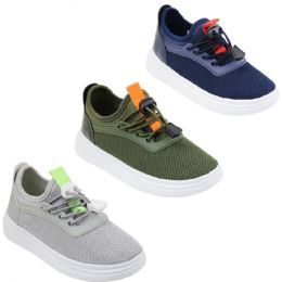 12 Pairs Boy's Breathable Sneakers W/ Adjustable NO-Tie Lock Laces - Boys Sneakers