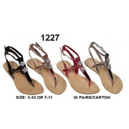 36 Wholesale Ladies Sandals With Rhine Stone Design