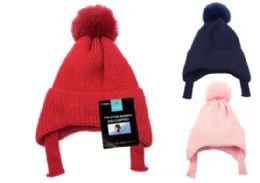 24 Wholesale Kids Knit Thermal Hat In Solid Color