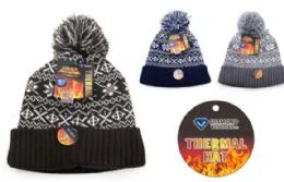 12 Wholesale Knit Thermal Hat Snowflake