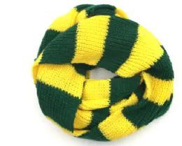 24 Pieces Green And Yellow Knit Scarf - Winter Scarves