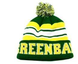 24 Pieces Green Bay Pom Pom Hat - Winter Beanie Hats