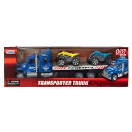 12 Units of Friction Powered Semi-Truck with ATVs 3 Piece Set - Cars, Planes, Trains & Bikes