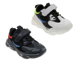 12 Wholesale Boy's Breathable Sneakers W/ Adjustable Strap & Elastic Laces