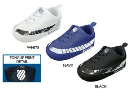 18 Wholesale Infant Boy's Smooth & Metallic Sneakers W/ Elastic Laces