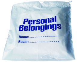 250 Wholesale Belongings Bag W/ Drawstring (white W/ Blue Imprint) 17" X 20"