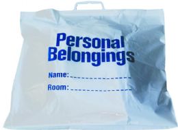 250 Wholesale Belongings Bags W/ Handle (white W/ Blue Imprint) 18 1/2" X 20"