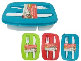 24 Wholesale 3 Piece 2 Compartment Lunch Box