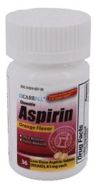24 Wholesale Chewable Aspirin, Orange Tabs, 36/bt