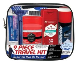 4 Sets Men's Travel Hygiene Convenience Kits - 9pc. In Zippered Pouch - Hygiene Kits For Donation