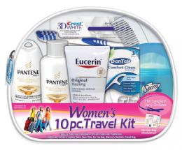 6 Wholesale Women's Travel Hygiene Convenience Kits - 10 Pc. In Zippered Pouch