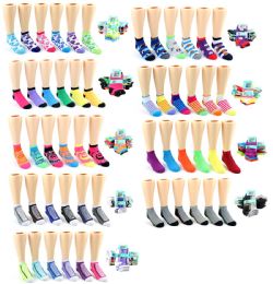 120 Wholesale Boy's & Girl's Low Cut Novelty Socks - Assorted Prints - Size 6-8