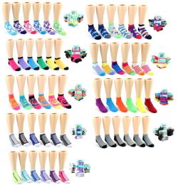120 Pairs Boy's & Girl's Toddler Low Cut Novelty Socks - Assorted Prints - Size 2-4 - Girls Socks & Tights