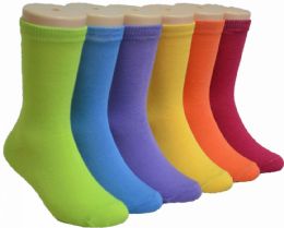 480 Wholesale Boy's And Girl's Novelty Crew Socks Solid Colors - Size 6-8