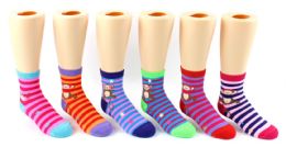 24 Pairs Boy's & Girl's Novelty Crew Socks - Monkey PrintS- Size 6-8 - Girls Socks & Tights