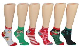 24 Wholesale Boy's & Girl's Christmas Crew Socks - Size 6-8