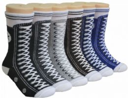 480 Wholesale Boy's And Girl's Novelty Crew Socks Sneaker Print