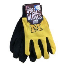 12 Wholesale Licensed Team Utility Gloves With Gripper Palm Michigan