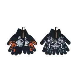 72 Wholesale Boy's Printed Stretch Magic Gloves