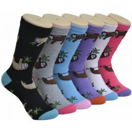 360 Wholesale Ladies Monkey Printed Crew Socks Size 9-11