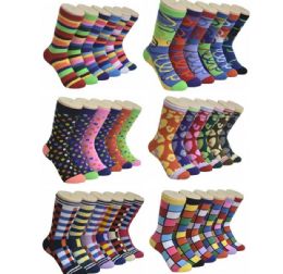 360 Wholesale Ladies Variety Printed Crew Socks Size 9-11