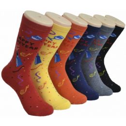 360 Wholesale Ladies Happy New Year Printed Crew Socks Size 9-11