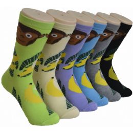 360 Wholesale Ladies Monkey Banana Printed Crew Socks Size 9-11