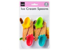 36 Wholesale 4 Pack Plastic Ice Cream Spoons