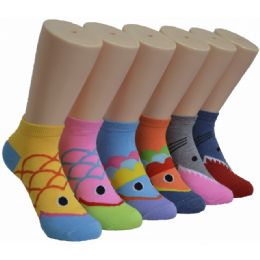 480 Wholesale Ladies Lowcut Socks Sea Animal Print