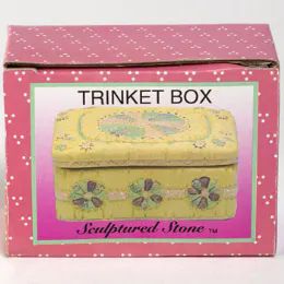 72 Bulk Trinket Box Sculptured Stonecolor Box