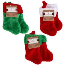 48 of Stocking Mini 2pk 7in Plush 3ast Colors Mdsg Strip InclD-Not Preloaded Ht/jhook Weighted To Red/white