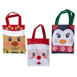 36 Wholesale Gift Bag Felt Christmas 3ast 8x10in Santa/reindeer/penguin Christmas ht