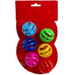 42 Wholesale Cat Toy Lattice Ball With Bell 6 Ct Asst Colors Carded In Pdq #ct11244