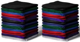 48 of Gildan 50x60 Irregular Warm Cotton Fleece Blanket, Soft Warm Compact Travel Blanket Assorted Colors