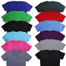 144 Wholesale Womens Cotton Short Sleeve T Shirts Mix Colors Size xl