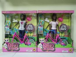 6 Wholesale Girl W/ Bicycle & HelmeT- Cat In Window Box (aa)