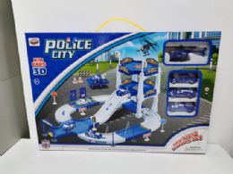 6 Wholesale Parking Play Set W/ 3 Pcs 2.75in F/w Police Racing