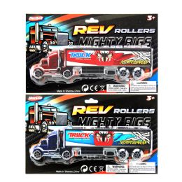 72 Wholesale 8.75" P/b Container Truck On Card Blue And Red