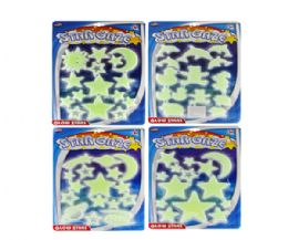 72 Pieces 4 Assorted 14 Piece Glow In The Dark Star And Moon On Card - Glow In The Dark Items