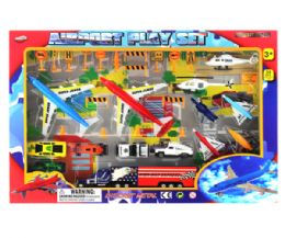12 Wholesale 35 Piece Die Cast Airplane Playset With Playmat In Window