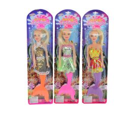 144 Wholesale 11 Inch Mermaid On Card 3 Assorted Clothes