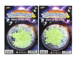 36 Pieces 3 Assorted 15 Pieces Star Glow In The Dark On Card - Glow In The Dark Items