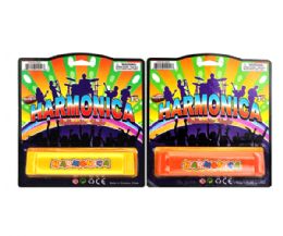 288 Bulk 5.5 Inch Harmonica On Card Solid Yellow And Orange