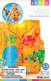 24 Units of Swim Vest 16" X 12" Tropical Buddies Age 3-5 Poly Bag - Summer Toys