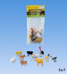 72 Wholesale 10pcs Mini Farm Animals In Pvc Bag