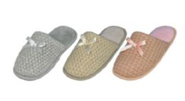 48 Wholesale Women's Assorted Woven With Bow House Slippers