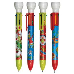 24 Wholesale Grinch 6 Color Pens With Stamper
