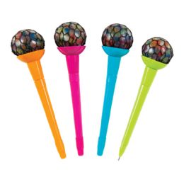 48 Wholesale Rainbow Mesh Ball Pens