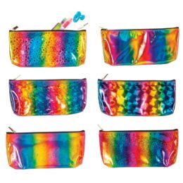 24 Wholesale Rainbow Prism Pencil Pouches